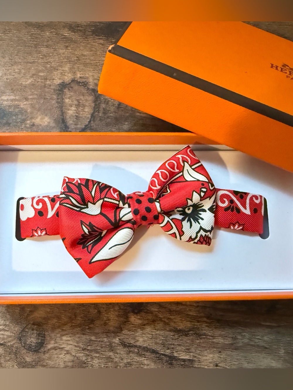 NWT Hermès Papillon butterfly tie bow tie red